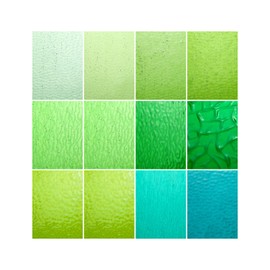 Lanyani Green Transparent Stained Glass Sheets for Craft, 6x4 inch Colored Textured Cathedral Glass Pack, 10 Sheets