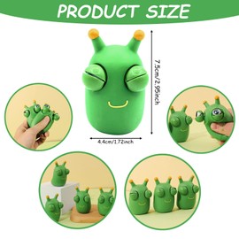 2Pcs Popping Out it Eyes Squishy Squeeze Toy,Funny Grass Worm Pinch Toy Stress Relief Toys,Squeeze Animals Toy Novelty Fidget Hand Toys