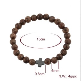 St John the Baptist Orthodox Brotherhood Christian Prayer Beads Bracelet – Wooden Beads & Cross – Multiple Sizes! (Small)