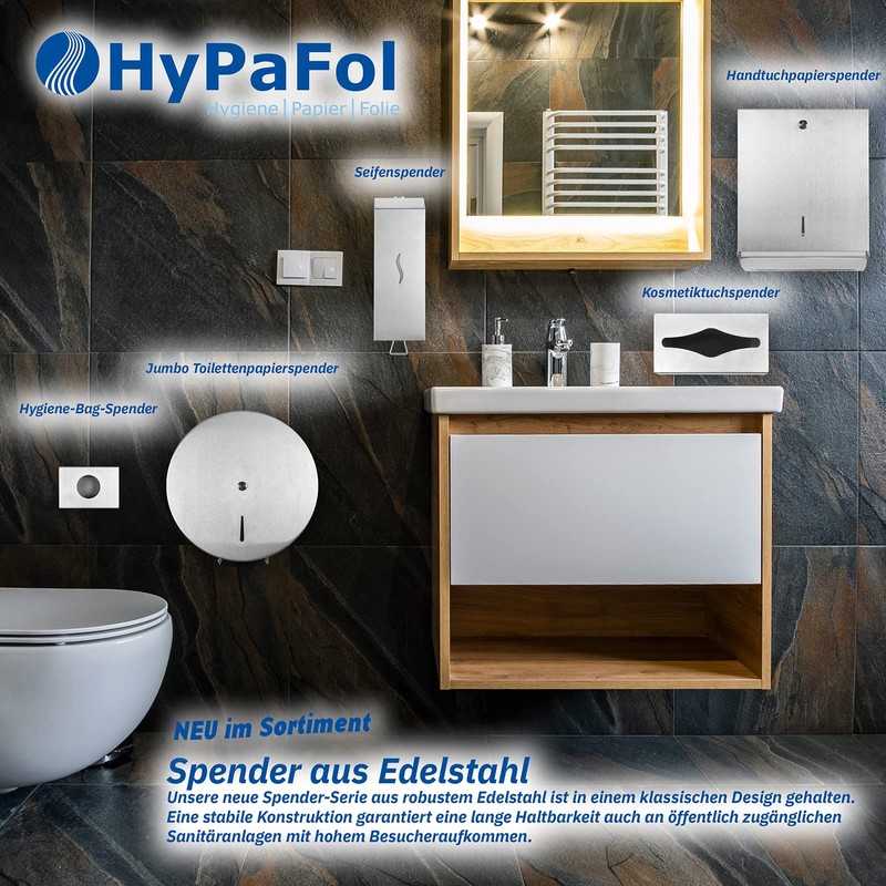 Hypafol Cosmetic Tissue Box, Robust Stainless Steel Dispenser, Modern, Minimalist