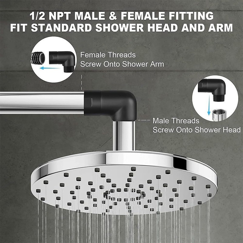 Solid Brass Shower Head Elbow Adapter 90 Degree Shower Arm