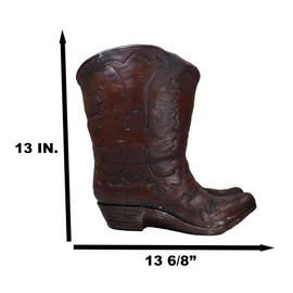 Ebros Gift Rustic Country Western Wild West Native Indian Bald Eagle Faux Tooled Leather Cowboy Boots Decorative Flower Vase Or Planter Figurine 13" H