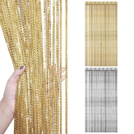 CVFRTT 2 Pieces Door Chain Curtains, Tassel Silk Curtains For Doors, Fly Screen Curtains For Doors, Decorative Door Curtains, Shiny Door Curtains, Home Accessories