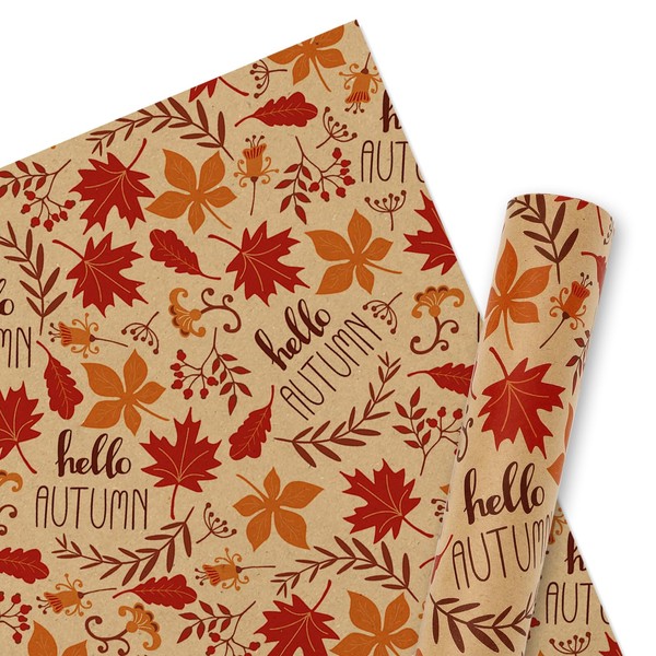 JarThenaAMCS Fall Kraft Wrapping Paper -Mini Roll- 17in x 32.8Ft