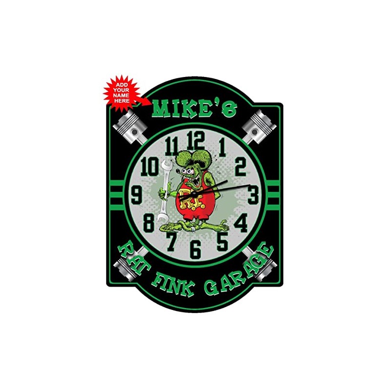 Decorative Concepts Rat Fink Green Garage Wall Clock Sign -