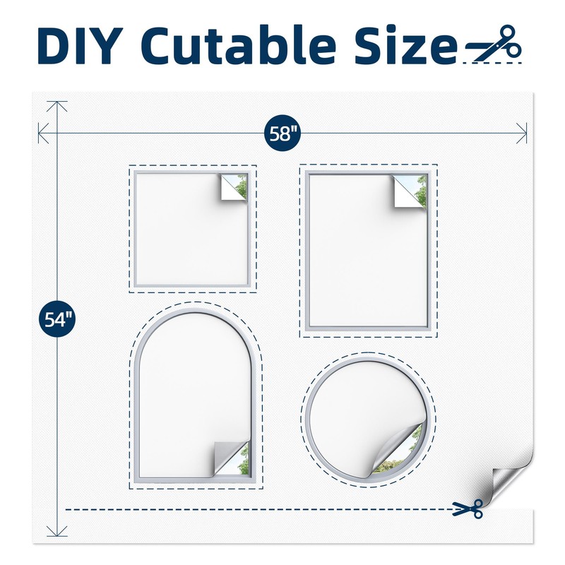 Magnetic Blackout Window Cover, 54" x 58" Portable Blackout Curtains