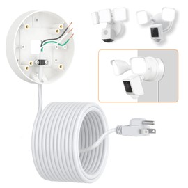 2in1 Power Adapter and Floodlight Cam Plug-in Mount Compatible with Wyze Floodlight Cameras v2/Pro/v1, Electrical Box with 20ft Weather-Resistant Outdoor Charging Cable, No Junction Box Required-White