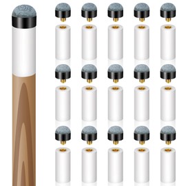 Nogeqi Pack of 16 Billiard Cue Tips, 12 mm, Billiard Cue with Pool Cue Clamp, Tip Billiard Cues, Pool Cue Tip for Billiard Sticks Snooker Cues (Grey)