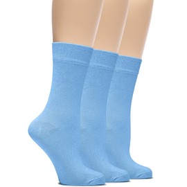 Hugh Ugoli Womens Rayon derived from Bamboo Dress Socks, Crew Soft Thin Calf Socks for Business, Trouser & Casual, Blue, 3 Pairs, Shoe Size: 6-9