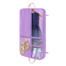 KEEGH Garment Bags for Dance Costumes, 40 Inch, Purple, with 3 Zipper Pockets, Transparent Window, PVC & Nonwoven Fabric, Zipper Closure