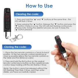 Pack of 3 433 MHz Remote Control Garage Door, Remote Control Handheld Transmitter Duplicator Universal, Garage Door Opener Cloning 4 in 1, Garage Door Opener Keyring for Copying Code