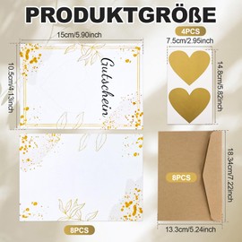 iewrtcin Pack of 8 DIY Scratch Cards with Seal Stickers, Kraft Paper Envelopes, and Heart Shape Scratch Film, Scratch Cards for Congratulations Card, Postcard for Birthday, Valentine's Day