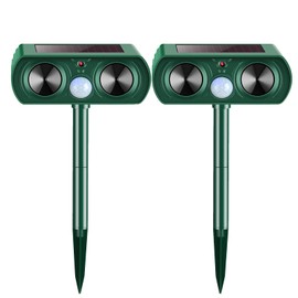 2025 2 Pack Outdoor Solar Ultrasonic Animal Repeller Deer Repellent Devices Waterproof Wide Coverage Deterrent for Rabbit Raccoon Dog Cat Skunk Squirrel for Yard Garden