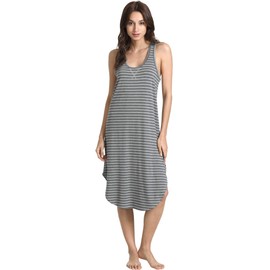 GYS Long Nightgown for Women - Viscose Made from Bamboo, Soft Sleeveless Sleep Shirt Summer Cute Racerback Sleep Dress, Stripe, XX-Large Plus