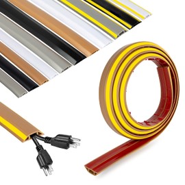 Rubber Bond Cord Cover Floor Cable Protector - Strong Self Adhesive Floor Cord Covers for Wires - Low Profile Extension Cord Covers for Floor & Wall
