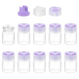 PATIKIL 3ml Clear Glass Sample Vials, 10Pcs Small Liquid Bottles with Locking Cap and Self-Healing Injection Port for Essential Oil Sample Aromatherapy Fragrance Vials Travel, Purple