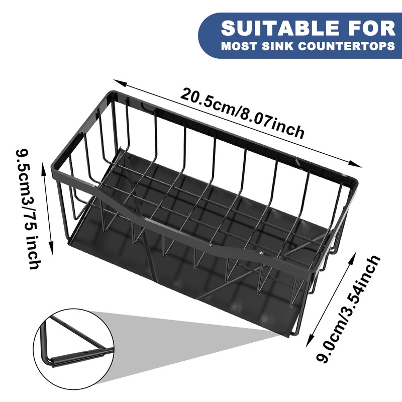 Vanwood Sponge Holder for Kitchen Sink with Auto Draining Tray,
