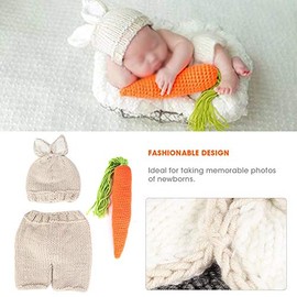 Accesorios de FotografíA Para Bebés ReciéN Nacidos, Accesorios de FotografíA Infantil de Tres Piezas Traje de Conejo Para Ropa de Fotos de Bebé Recién Nacido