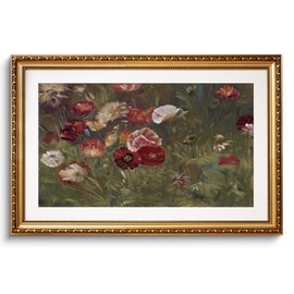 InSimSea Gold Large Framed Wall Art Decor, Living Room Bedroom Vintage Flowers Poppies Pictures Wall Decor, Botanical Canvas Print Art, Home Decor Artwork, Antique Paintings with Frames 20x30inch