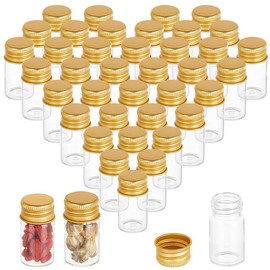 BENECREAT 60PCS Clear Glass Vials, 8ml/0.3oz Tiny Jars with Aluminum Screw Lids, Glass Bottles for Wedding Favors DIY Decorations Jewelry Beads