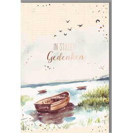 Skorpion Sympathy Card Condolence Card Condolence Card In Silent Commemoration with Boat on Water and Birds in the Sky Watercolour Style with Envelope
