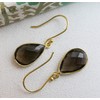 Smoky Quartz Teardrop Shape Gold Plated Sterling Silver Earrings