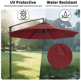 LUSCHEER Replacement Parasol Canopy Waterproof, Parasol Replacement Canopy Cover Patio Umbrella Cloth for 2.5m 6 Ribs Diameter Large Patio Umbrella Weatherproof UV-Anti, Red