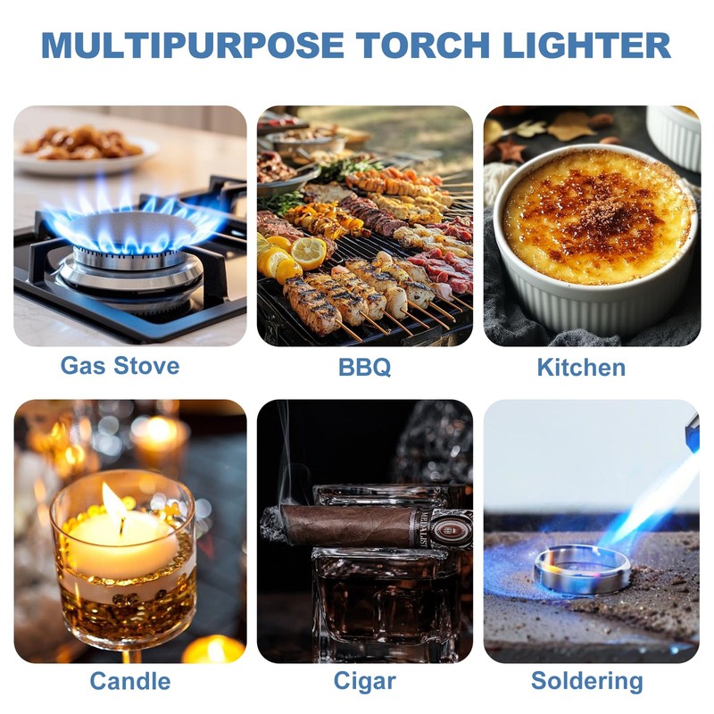 ZQMW Torch Lighter, Butane Lighter, Windproof Adjustable Big Jet Flame