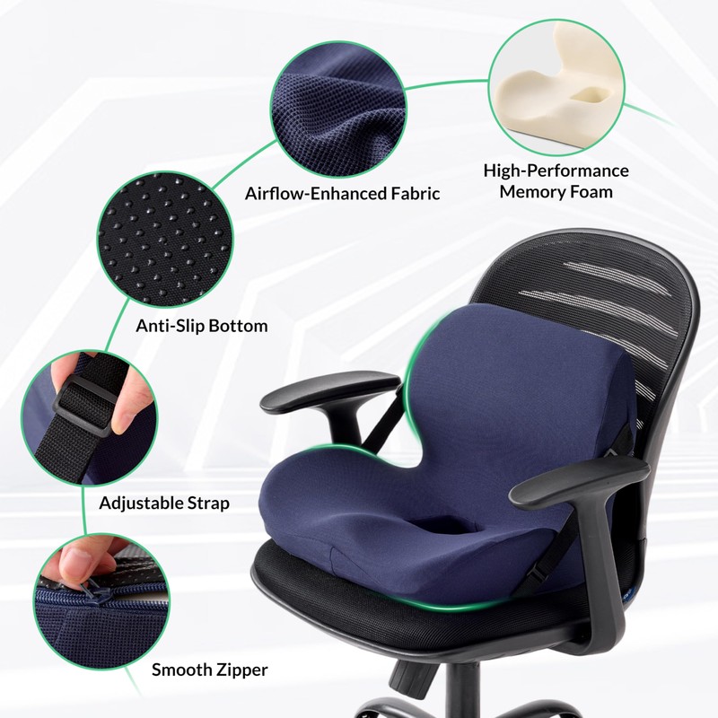 FuturaLoom Ergonomic Seat Cushion for Sciatica Relief & Long Driving