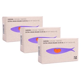 Maria Organic Sardines in Tomato Sauce 3-Pack | Portugese Tinned Fish, Sustainably Wild Caught, Omega 3, Hand Packed Cans | 3 x 125g