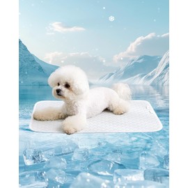 TIMSUNBER Dog Cooling Mat - Instant Cooling Pet Bed for Dogs & Cats, 6-12°F Drop, Non-Toxic & Machine Washable, Anti-Slip Bottom, Cool Mat for Indoor & Travel Use Light Gray 28" x 22"