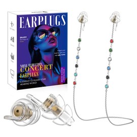 High Fidelity Concert Ear Plugs, Noise Cancelling Earplugs, Noise Reduction Ear Plugs with Stylish Earplugs Chain for Concert, Festival, Rave(Gold+Purple) - Color: gold+purple