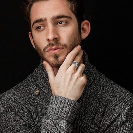 Stainless Steel Triple Moon Spinner Band Ring for Men Celtic Moonlit Pentagon Fidget Rotatable Anxiety Ring Size 10 Worry Stress Relief Engagement Rings Jewelry Gift for Him