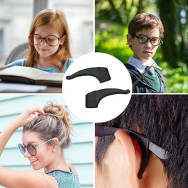 YINGFENG 16 Pairs Black Glasses Ear Grip, Comfortable Silicone Elastic Eyeglasses Temple Tips Sleeve Retainer, Silicone Ear Hook - for Eyewear Glasses, Sports Eyeglasses