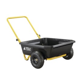 Gorilla 300 Lb Black Poly Utility Cart Large Bed Push Pull 2 Wheel Outdoor Yard Wagon