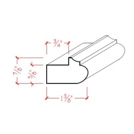 EWLR12 Kitchen Cabinet Light Rail 1-3/8" Wide x 7/8" Trim. Unfinished, Poplar, 42"