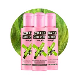 Crazy Color Vibrant Lime Twist Semi-Permanent Trio Hair Dye. Highly Pigmented Lime Green Conditioning & Oil Nourishing Vegan Formula | No Bleach or Ammonia | 300ml