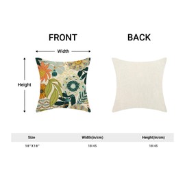 Yxuiyal Boho Pillow Covers 18x18 Set of 2 Green Orange Floral Decorative Throw Pillow Covers Bohemian Modern Flower Decoration Pillowcase Farmhouse Linen Cushion Case for Home Sofa Outdoor Decor