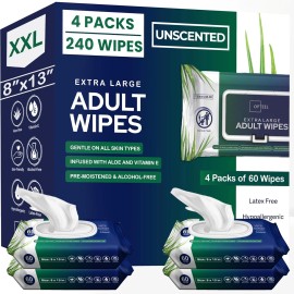 OPTEEL Adult Wipes For Elderly - 8"x13" Extra Large & Soft Wet 1 Count (Pack of 240)