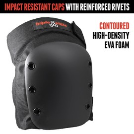 Triple Eight Street Knee Pads for Skateboarding Adjustable Straps (1 Pair), Black, Large