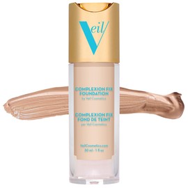 Veil Cosmetics Complexion Fix Liquid Foundation – Buildable Coverage – Water-Resistant, Hypoallergenic, Oil-Free, Cruelty-Free & Vegan – Lightweight & Brightening – All Skin Types (5N Deep Neutral)