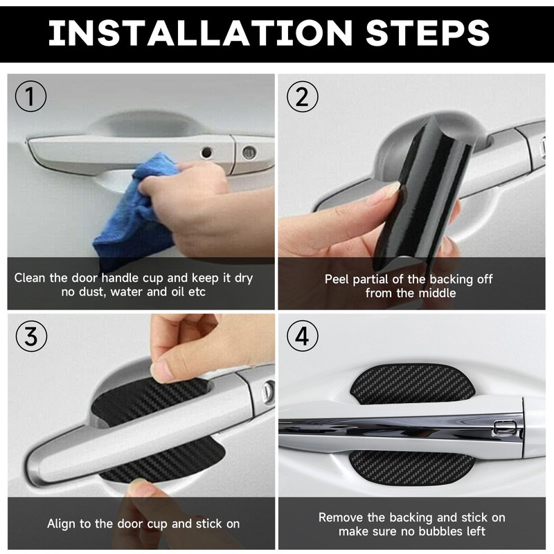 Car Door Handle Protector, 4Pcs TPU Carbon Fiber Anti-Scratches Protectors,