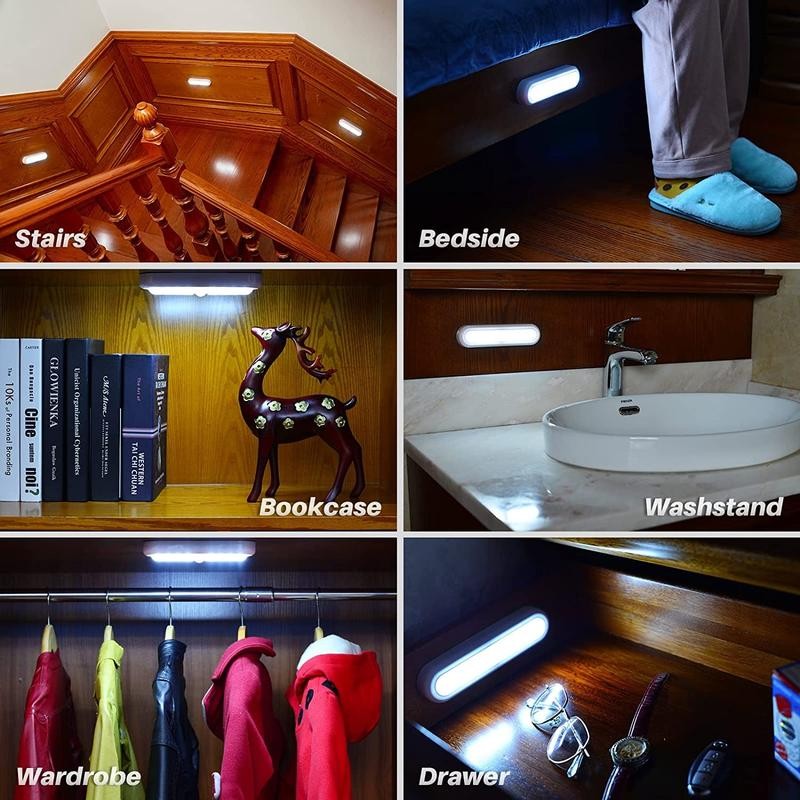 3 Pack 7” Motion Sensor Lights Indoor Battery Operated, Stick