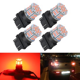 iFunyLED 4PCS 3157 LED Bulb Brake Tail Light 12V-24V Super Bright 3156 3056 3057 3047 LED Replacement Light Kit Set for Car Tail Brake Turn Signal Lights - Brilliant Red