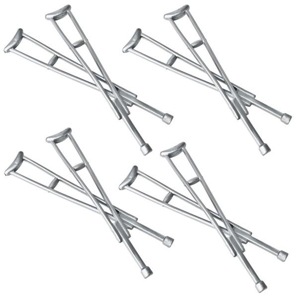 Set of 4 Plastic Toy Miniature Pair of Crutches for Action Figures, Dioramas, Models