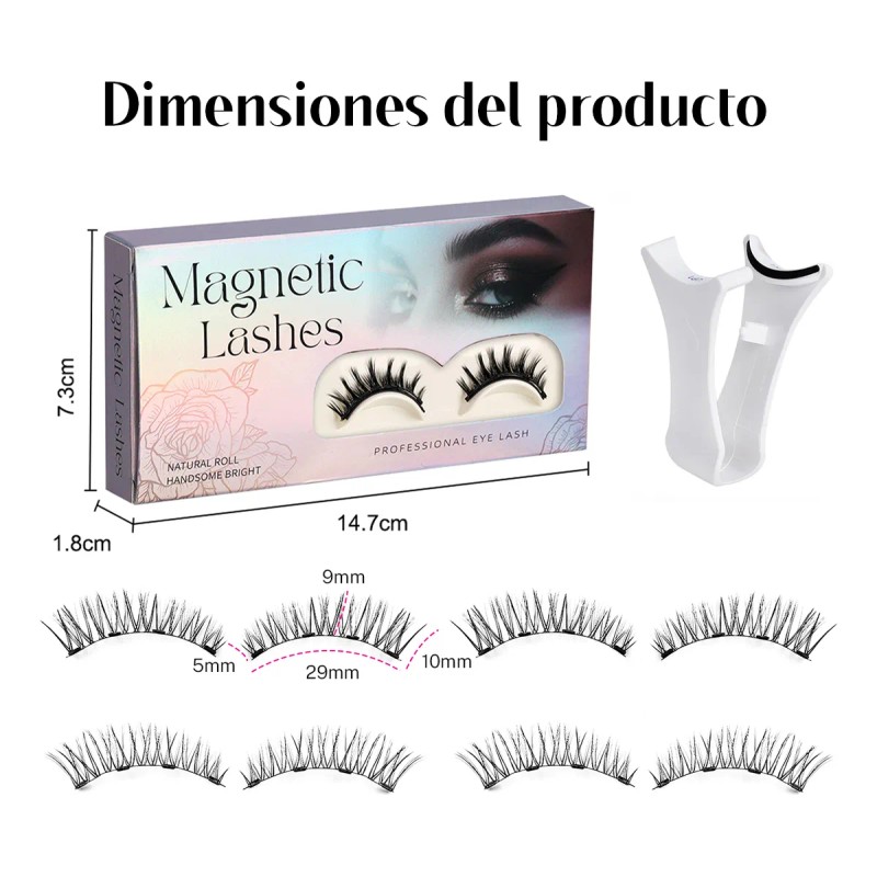 Kit De Pestañas Magnéticas Reutilizables Con Aplicador 2pars