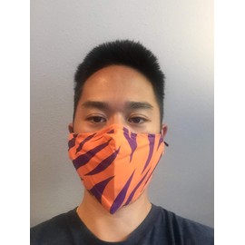Sunkiss Unlimited Tiger Stripes Team Mask - Face Accessory - Fan Gear (Purple & Orange Tiger Stripes)