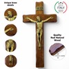 Wooden Crucifix - Wall Mounted - Christ Brass Plated -