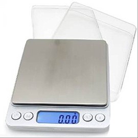 KANETSU Digital Scale, Thin, Compact, 0.01 g Units, Weighing up to 17.6 oz (500 g), English Display (Silver)
