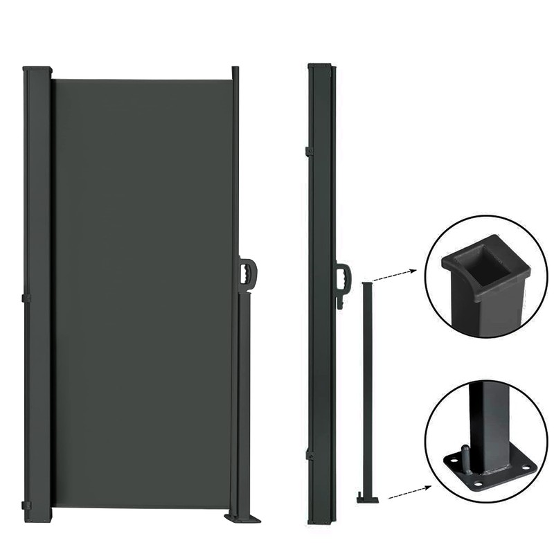 175" x 72.5" Retractable Side Awning,Waterproof & UV-Resistant,Folding Privacy Screen